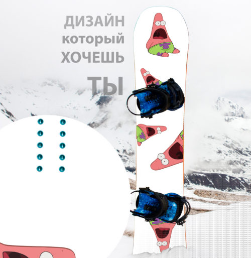 Виниловая наклейка на сноуборд sponge bob Patrick Купить недорого с доставкой по России