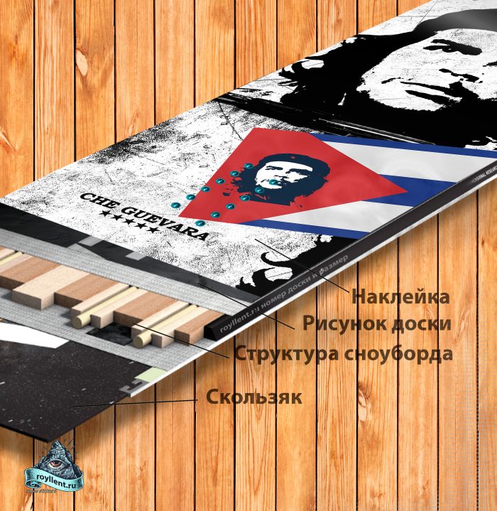 Сноуборд с наклейкой стикером Куба Чегевара Революция Куба
