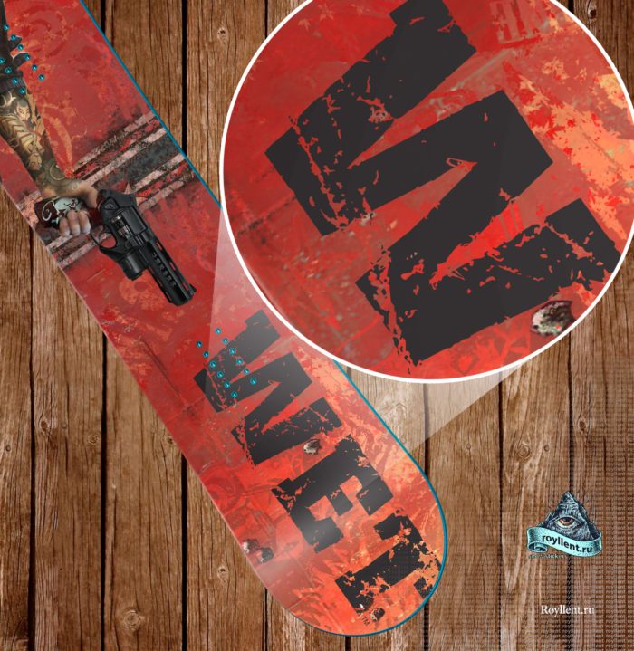 Полноразмерная виниловая наклейка на сноуборд в стиле компьютерной игры Wet