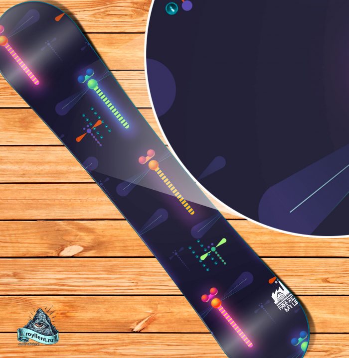 dragonfliy-snowboard неоновая стрекоза на синем фоне сноуборд или лыжи наклейка для девочек