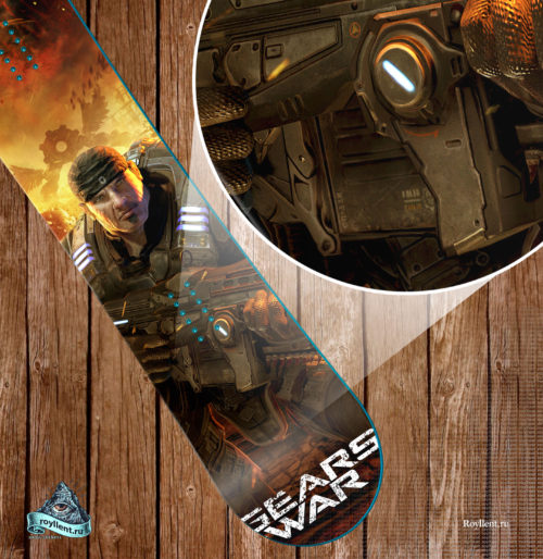 Виниловая наклейка на сноуборд по теме компьютерной игры Gears-of-War