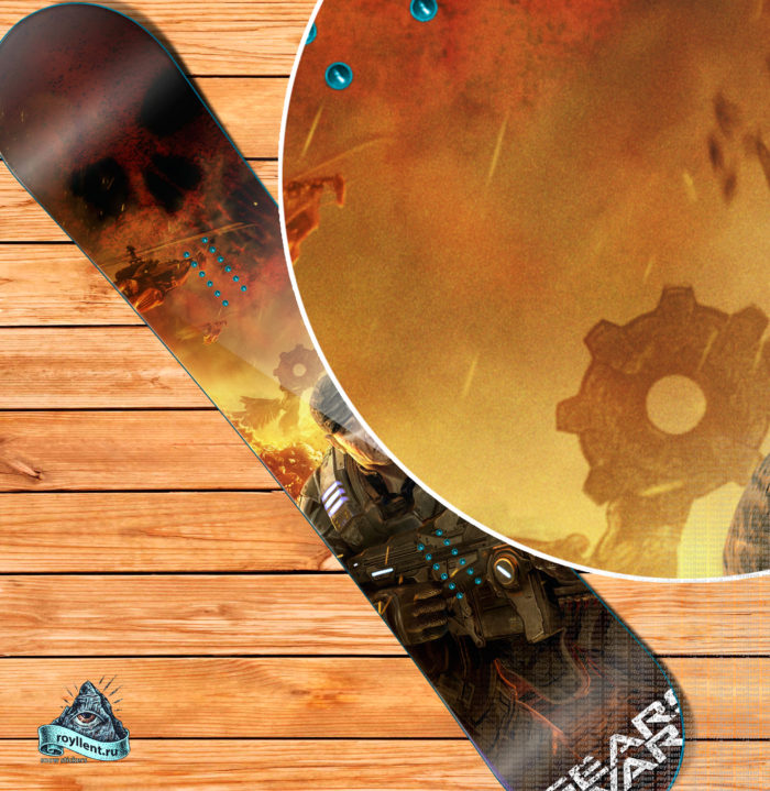 Виниловая наклейка на сноуборд по теме компьютерной игры Gears-of-War