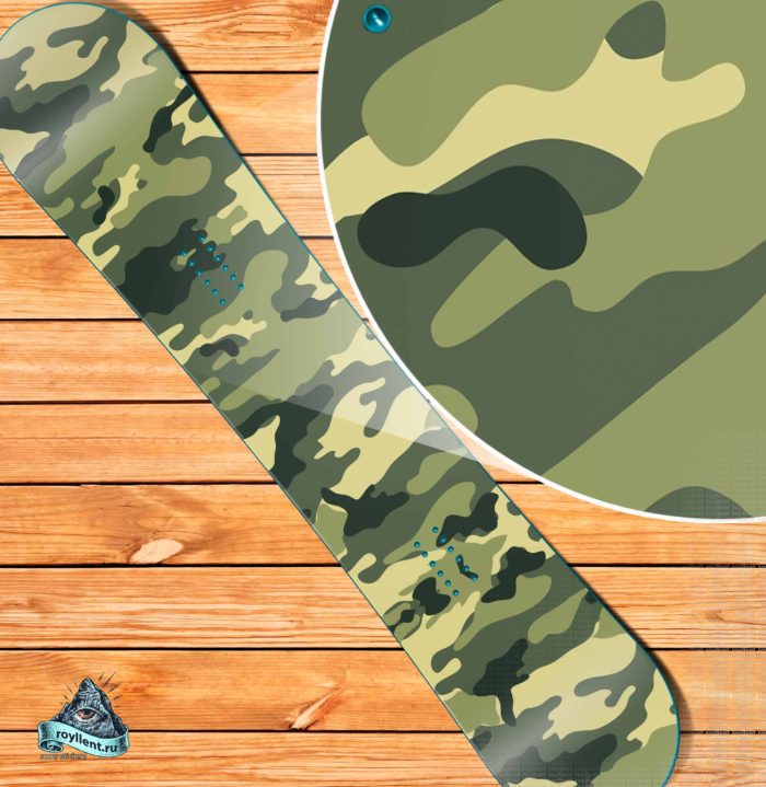Виниловая наклейка на сноуборд Royllent 2019 Camouflage wrap
