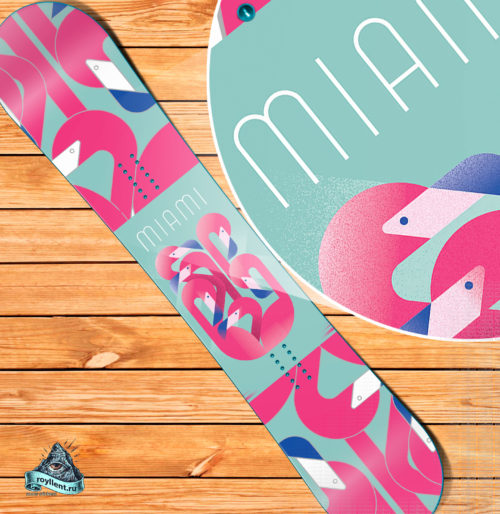 Купить на сноуборд или лыжи наклейку фламинго