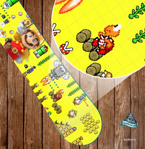 Виниловая наклейка полноразмерная на доску для ребенка mario-pixel-game