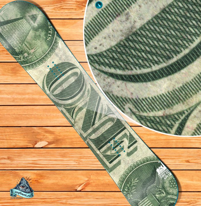 Сноуборд наклейка один доллар США